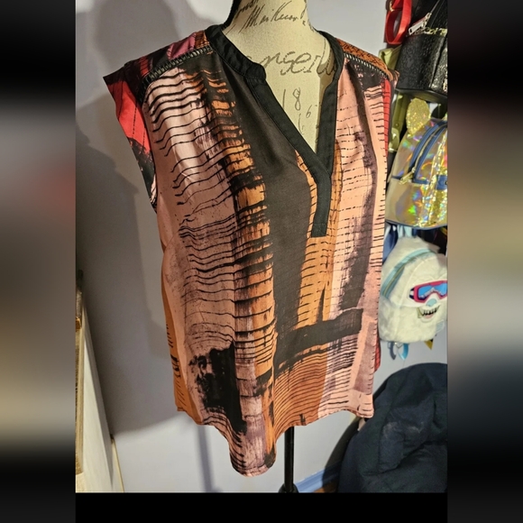 Bar Lll Top Short Sleeves Multicolored Block Ladies Size Large - Picture 3 of 11